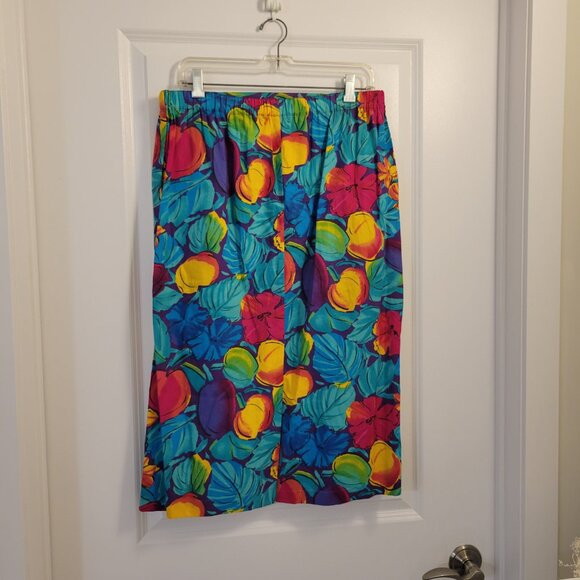 Vintage Retro-Print Vibrant Colourful Jaeger Set - Skirt and Blouse Set - Floral - Picture 7 of 15